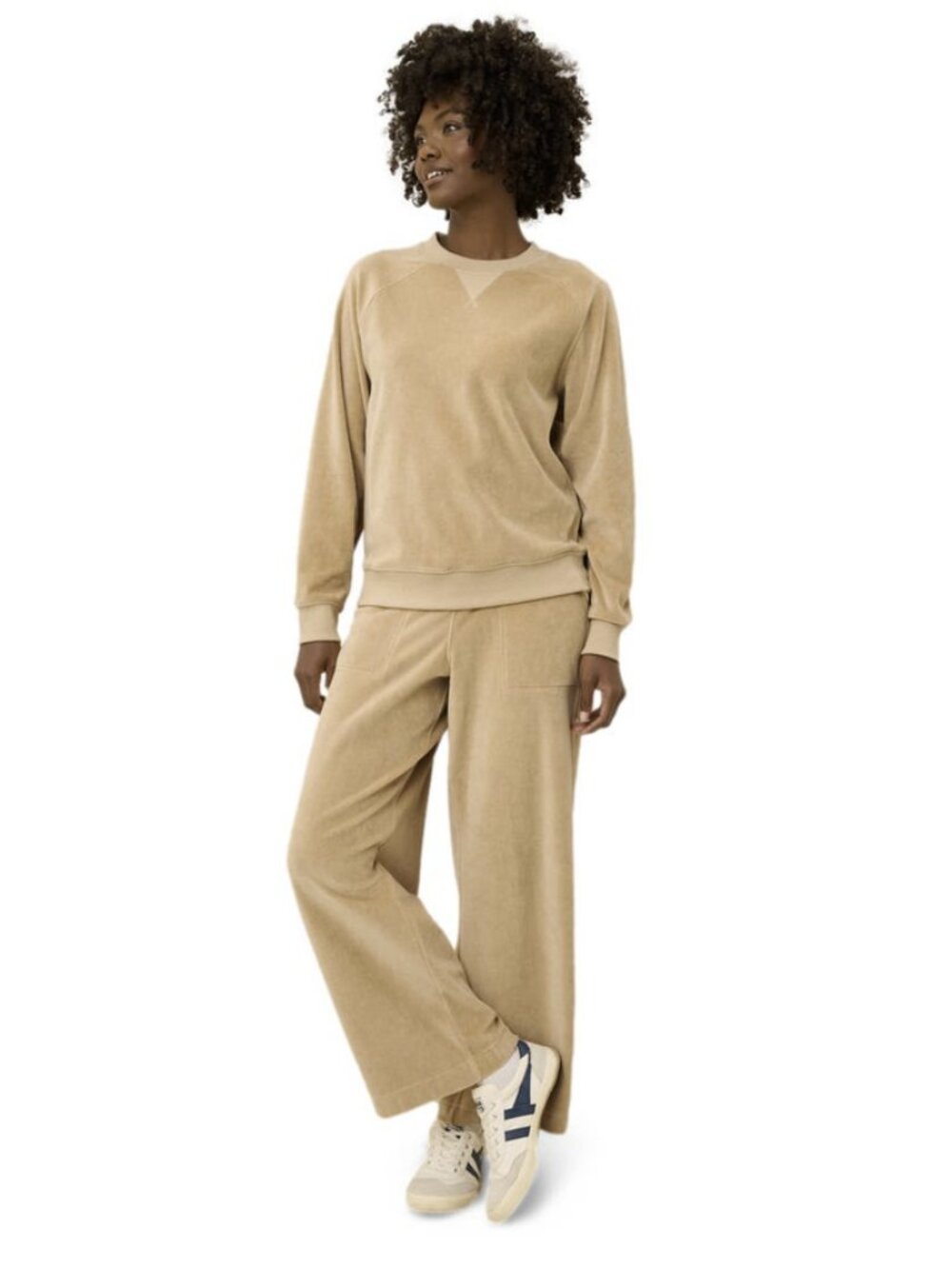 Small Pact Velour Lounge Set 100% Organic Cotton Sweater Wide Leg Pants Two